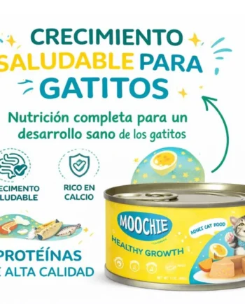 MOOCHIE Lata de Paté de Atún y Pollo para Gatitos Crecimiento Saludable 85 g – Comida Húmeda Completa