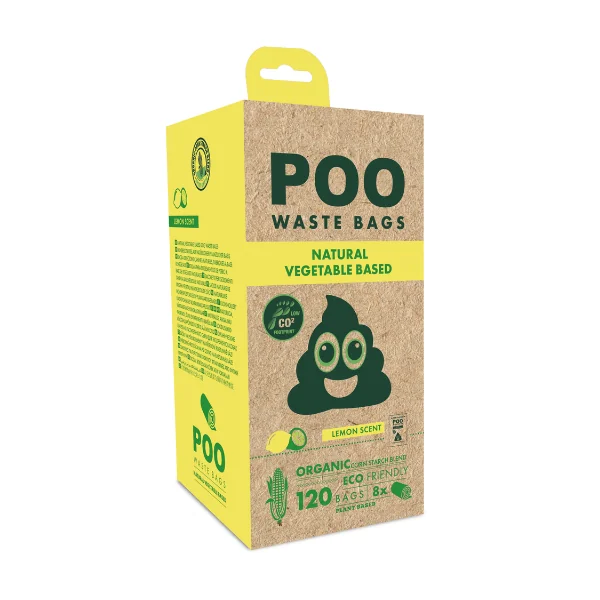 M-PETS – Bolsas higiénicas ecológicas con almidón de maíz (8 rollos/120 bolsas)