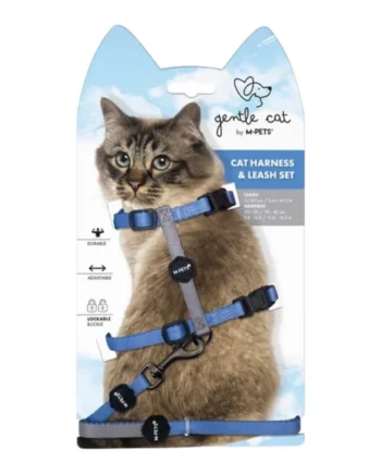 M-Pets Gentle Cat Arnés y Correa para Gatos — Ajustable Azul