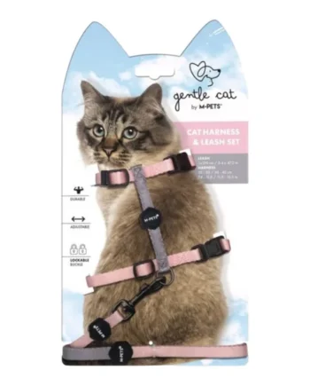 M-Pets Gentle Cat Arnés y Correa para Gatos — Ajustable Rosa