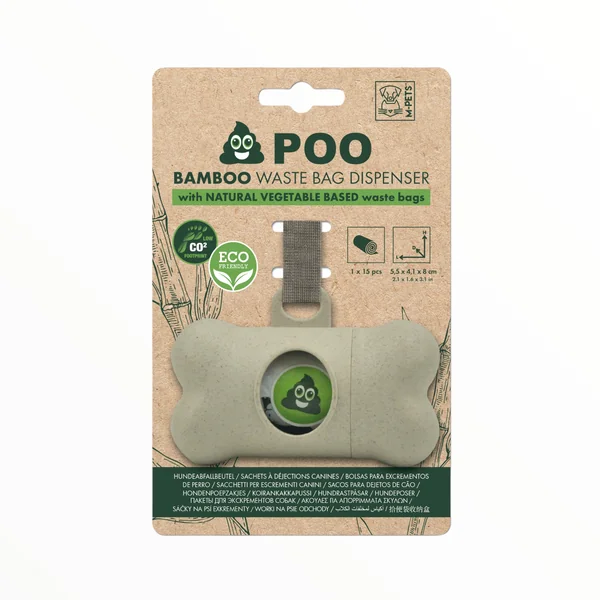 M-Pets Portabolsas de Bambú Ecológico con Rollo Incluido para Perros
