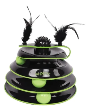 M-Pets Tower Castillo Interactivo con Túnel, Pelotas y Plumas para Gatos