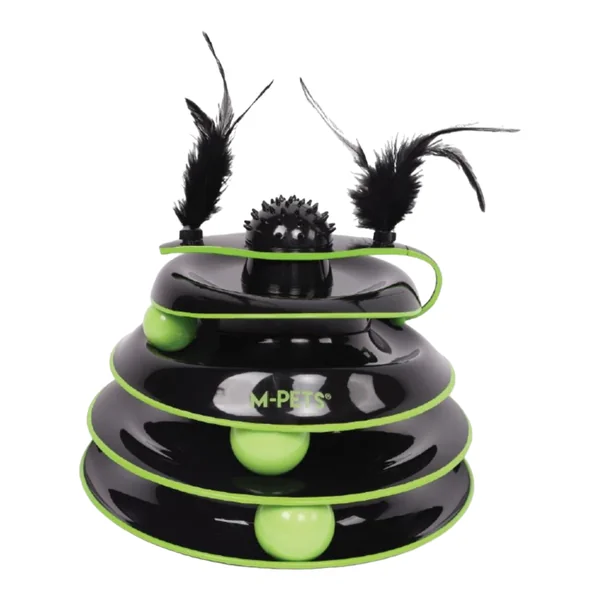 M-Pets Tower Castillo Interactivo con Túnel, Pelotas y Plumas para Gatos