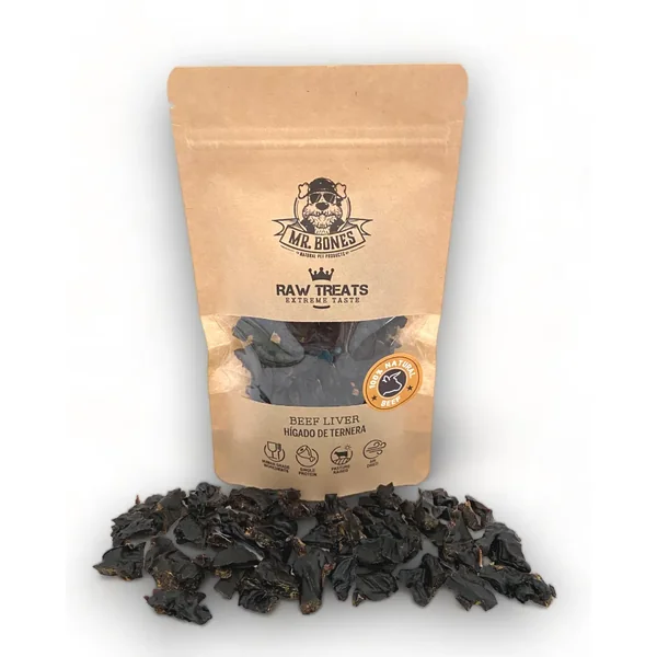Mr Bones Raw Treats Hígado de ternera Snack natural para perros y gatos