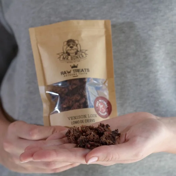 Mr Bones Raw Treats Lomo de ciervo Snack natural para perros y gatos