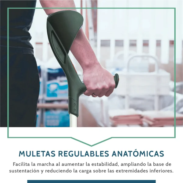 Muleta Adulto Ortopédica Anatómica Roja | 1 Unidad
