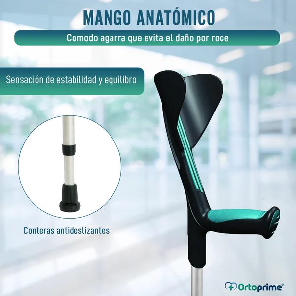 Muleta Adulto Ortopédica Anatómica Verde | 1 Unidad