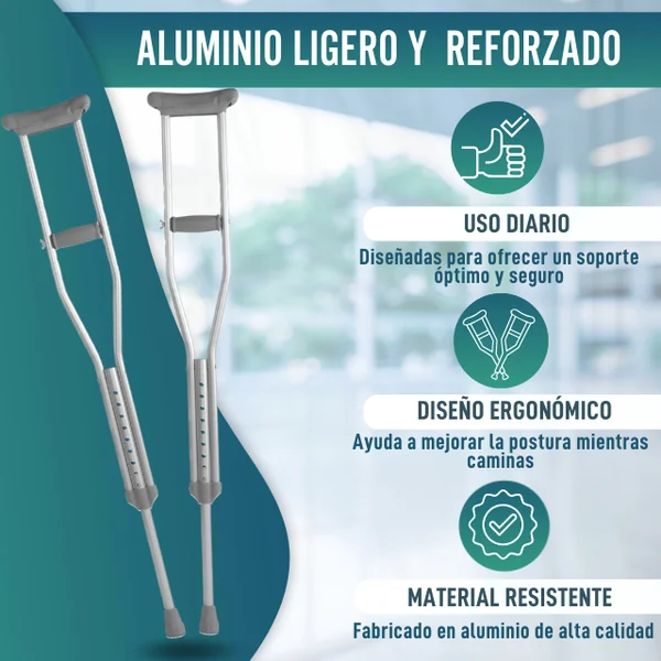 Muletas Adulto Axilares | Muletas Regulables Aluminio Pack x2
