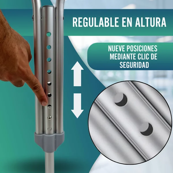 Muletas Adulto Axilares | Muletas Regulables Aluminio Pack x2