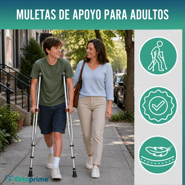 Muletas Axilares de Aluminio con Doble Regulación | Pack x2