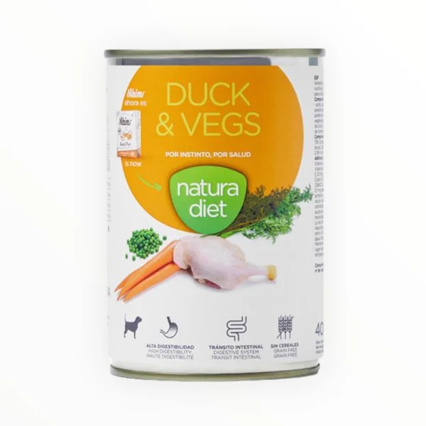 Natura Diet Comida Húmeda Pato y Vegetales para Perros Adultos — Paté Sin Cereales