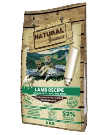 Natural Greatness Receta de Cordero Mini – Pienso Grain Free Cachorros, perros pequeños