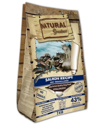 Natural Greatness Receta de Salmón — Pienso sin cereales para perros adultos de razas medianas y grandes