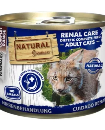 Natural Greatness Vet Cat Renal Oxalate – Alimento húmedo sin cereales para gatos con insuficiencia renal y cristales de oxalato