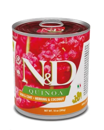 ND dog quinoa lata Arenque skin coat perros 6x285 g