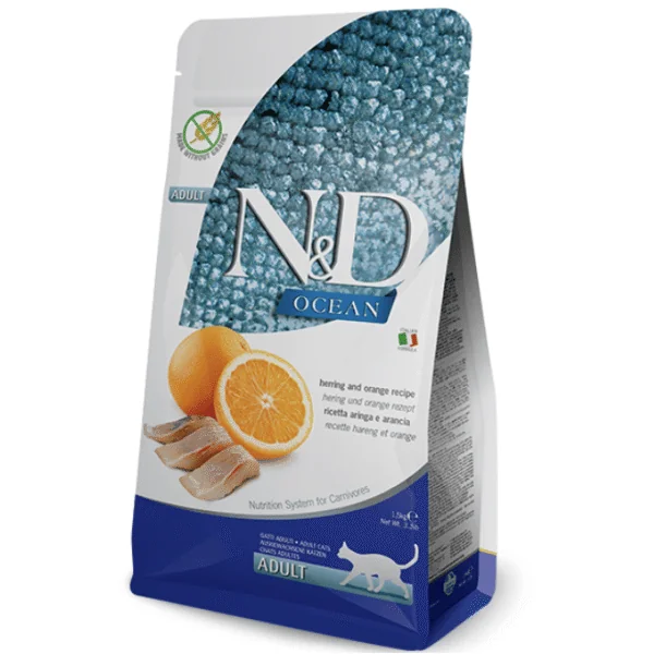ND Ocean arenque naranja gatos adultos
