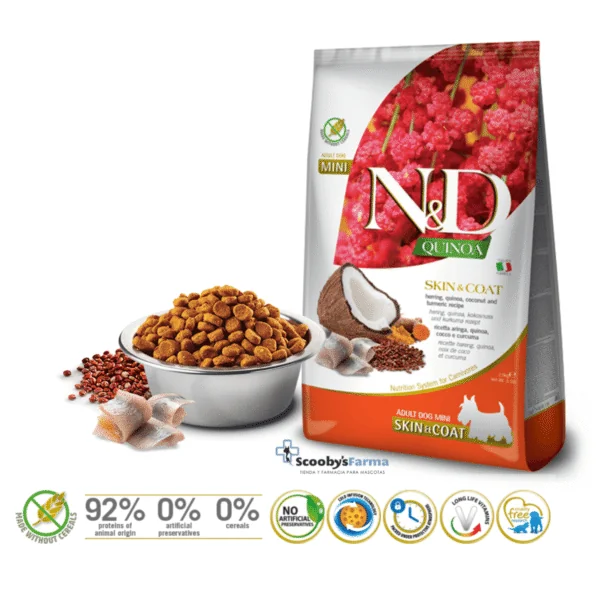 ND Quinoa dog MINI skin coat Arenque pieles sensibles perros MINI 2,5kg