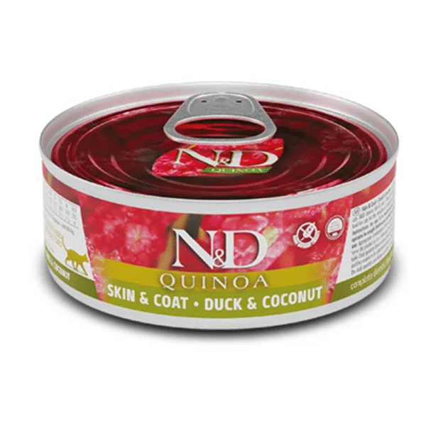 ND Quinoa Skin Coat pato lata gatos piel sensible 24x80 g