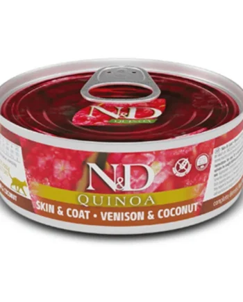 ND Quinoa Skin Coat VENADO lata gatos piel sensible 24x80 g