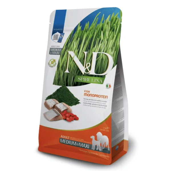 ND Spirulina Dog med-maxi Arenque perros adultos