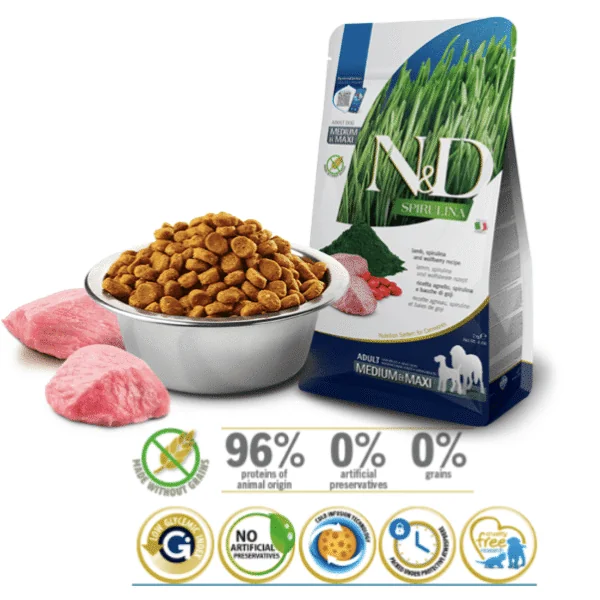 ND Spirulina Dog med-maxi Cordero perros adultos