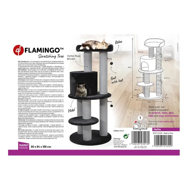 No te pierdas las mejores ofertas en Flamingo Hattie Árbol Rascador Negro Para Gatos en Productos Para Gatos.
