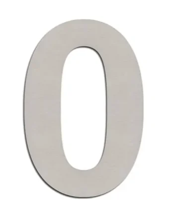 Numero 0 adhesivo en acero inoxidable 7.5 cm Gris