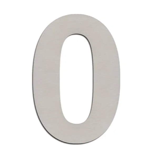 Numero 0 adhesivo en acero inoxidable 7.5 cm Gris