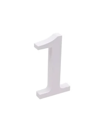 Numero 1 madera decorativo 11 cm Blanco