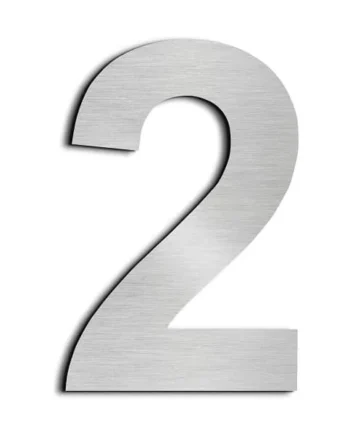 Numero 2 adhesivo en acero inoxidable 7.5 cm Gris