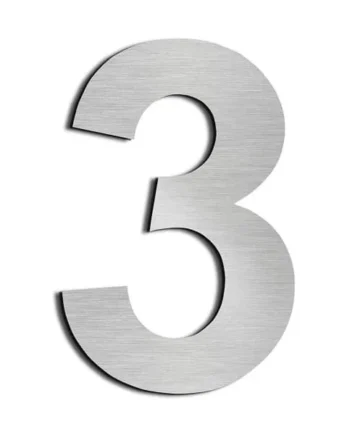 Numero 3 adhesivo en acero inoxidable 7.5 cm Gris
