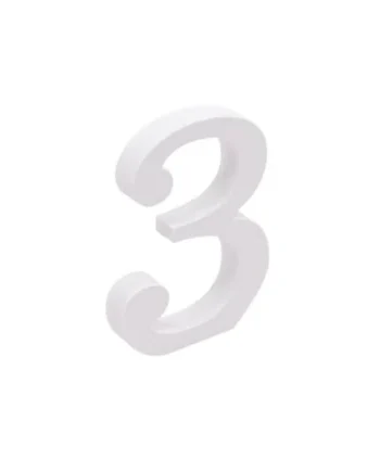 Numero 3 madera decorativo 11 cm Blanco