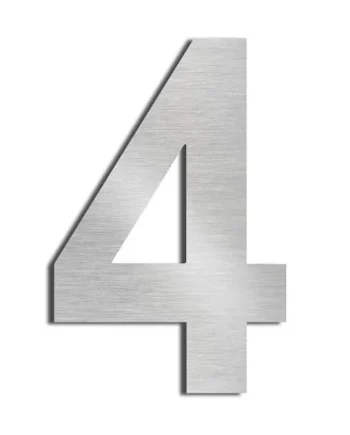 Numero 4 adhesivo en acero inoxidable 7.5 cm Gris
