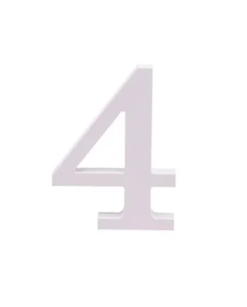 Numero 4 madera decorativo 11 cm Blanco