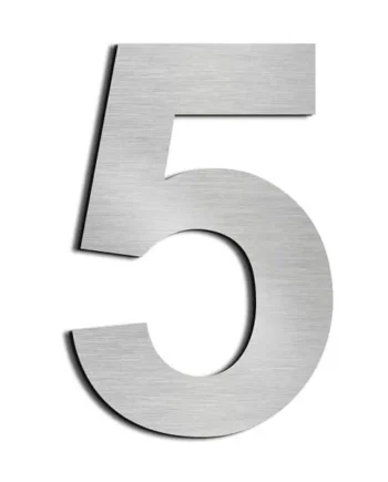 Numero 5 adhesivo en acero inoxidable 7.5 cm Gris