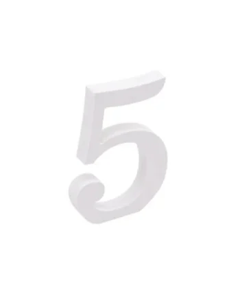 Numero 5 madera decorativo 11 cm Blanco