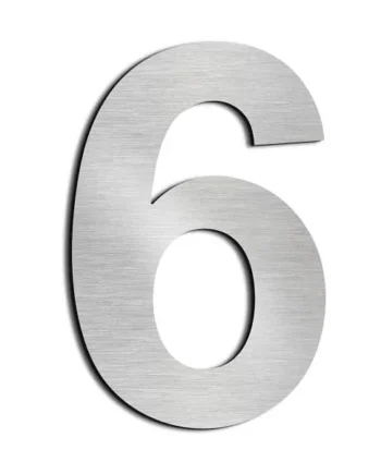 Numero 6 adhesivo en acero inoxidable 7.5 cm Gris