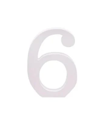 Numero 6 madera decorativo 11 cm Blanco