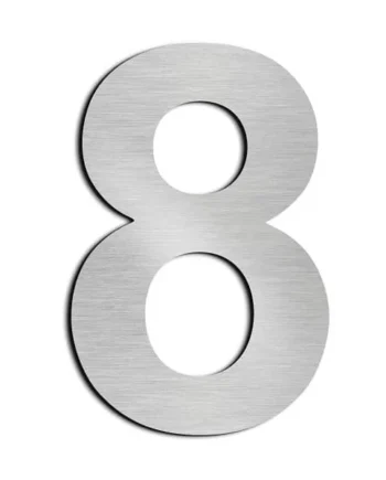 Numero 8 adhesivo en acero inoxidable 7.5 cm Gris