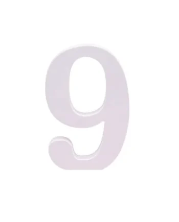 Numero 9 madera decorativo 11 cm Blanco