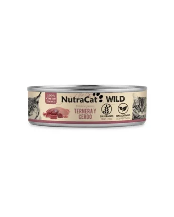 NutraCat Wild - Lata de ternera y cerdo 80gr