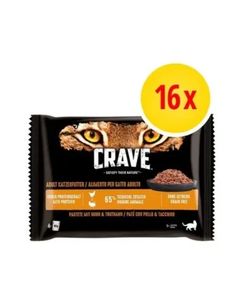 Oferta exclusiva en línea: hasta un 70% de descuento en Crave 16 X 85 G En Bolsitas Para Gatos - Pack Mixto en Productos Para Gatos Madrid España.