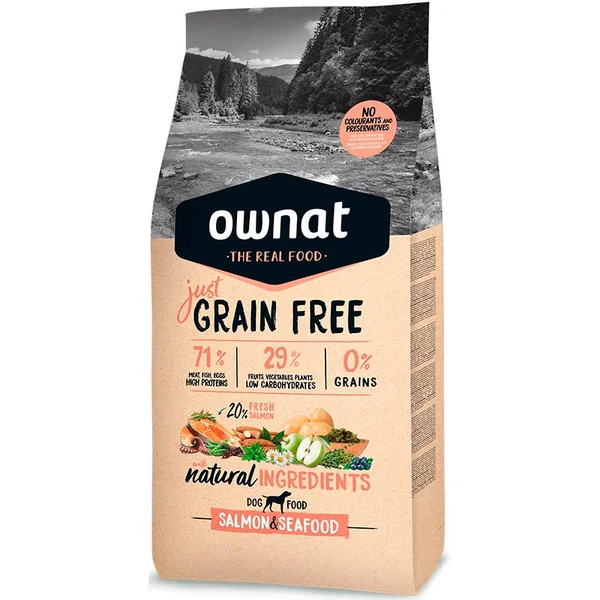 Ownat Just Grain Free Salmón y Mariscos Pienso para Perros