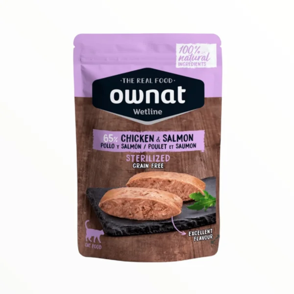 Ownat Pouche Pollo y Salmón para Gatos — Comida Húmeda Sin Cereales
