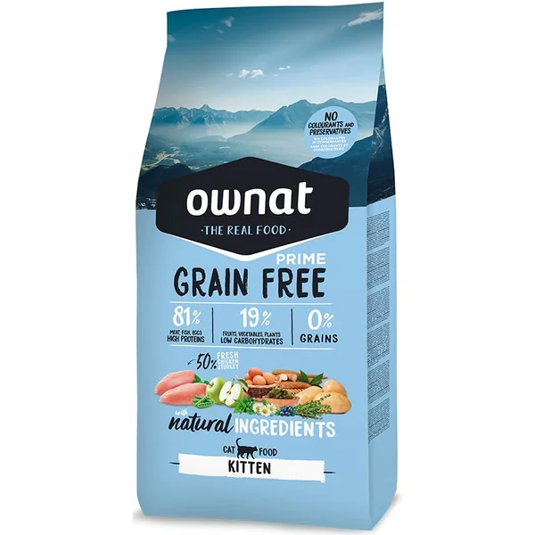 Ownat Prime Grain Free Kitten – Pienso Sin Cereales para Gatitos con Pollo y Pavo