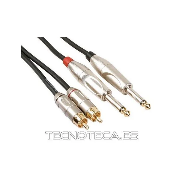 PAC118. Cable 2RCA Macho a 2 JACK 6,35 mono 5m