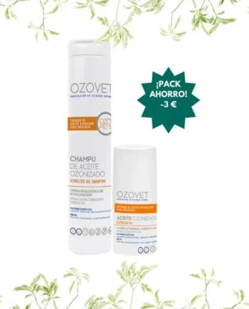 Pack Ahorro Champú 250ml y Aceite Ozonizado 15ml Ozovet Ozopets