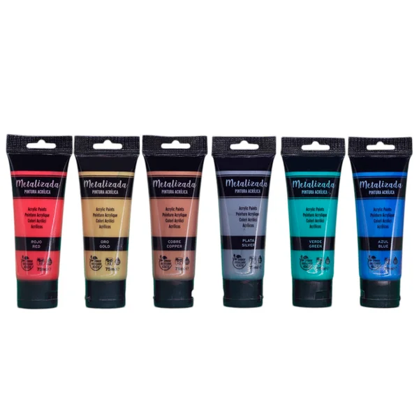 Pack Pinturas Acrílicas Metalizada De 6 Colores Para Lienzos Y Manualidades 75 Ml Multicolor