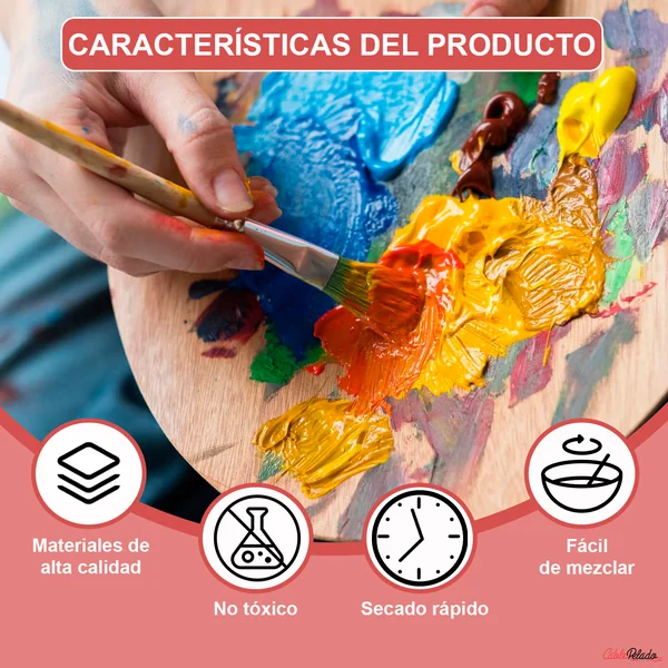 Pack Pinturas Acrílicas Metalizada De 6 Colores Para Lienzos Y Manualidades 75 Ml Multicolor