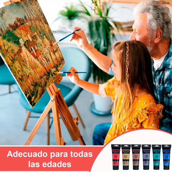 Pack Pinturas Acrílicas Metalizada De 6 Colores Para Lienzos Y Manualidades 75 Ml Multicolor
